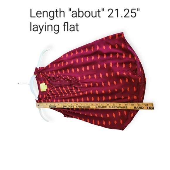 Anthropologie Maeve Red Lip Print Tank Top Womens Size 0 Sleeveless Rayon - Picture 7 of 10